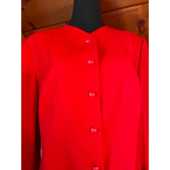Vintage Pendleton Virgin Wool Bright Red Crop Blazer sz 14 - Picture 6 of 9